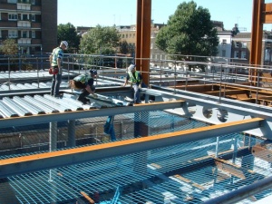 Installation of metal decking.JPG